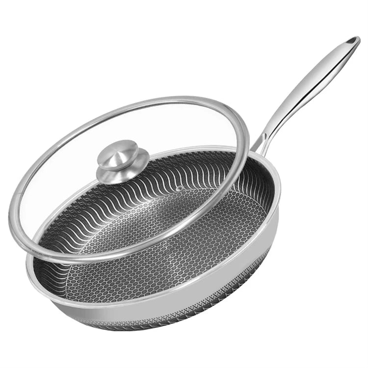 StoneCookware™ Honeycomb Stainless Steel Frying Pan with Lid