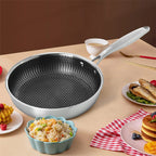 StoneCookware™ Honeycomb Stainless Steel Frying Pan with Lid